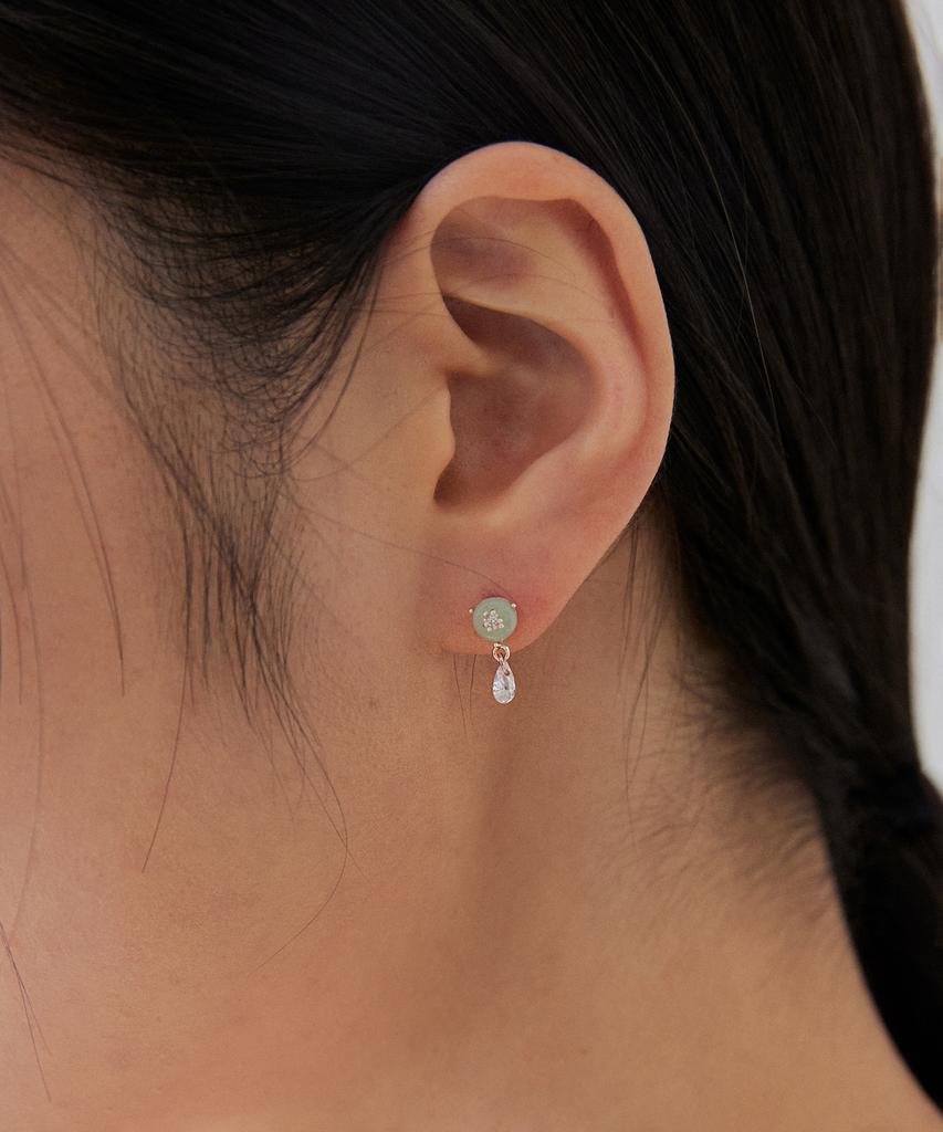 Серьги из натурального камня, круглые, из нефрита