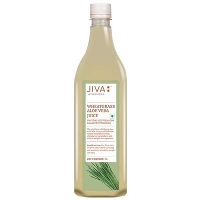 Сок Jiva Wheatgrass Aloe Vera | Помогает повысить иммунитет | Помогает контролировать вес - 1 л (Пакет из 1)