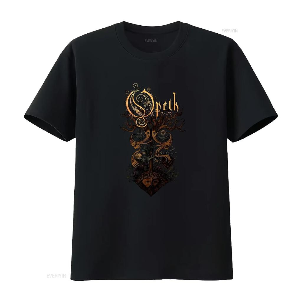 OPETH TREE BLACK T SHIRT Unique Gothic Design with Intricate and Symbol Print for Mens Fashion vintage Washed Stretched