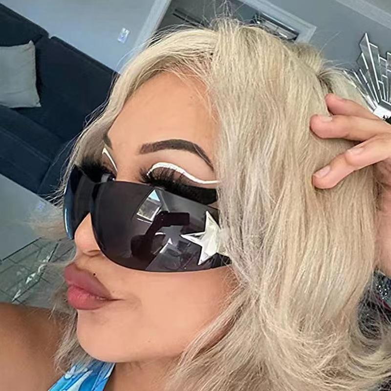 Frameless Integrated Five-Pointed Star Sunglasses New Trend Sports Glasses Men'S And Women'S Travel Sunshade Sunglasses