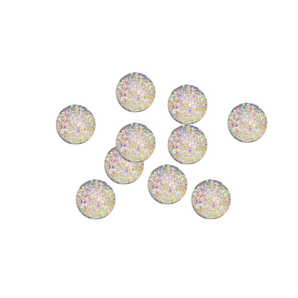 12MM Resin Flat Round AB Finish Cabochons Druzy Charms Flatback Colored Druzy Resin Cabochon Jewelry Making Supplier