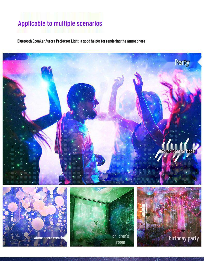 Bluetooth Aurora Starry Sky Projector with Music and Atmosphere Light - Perfect Gift for Couples