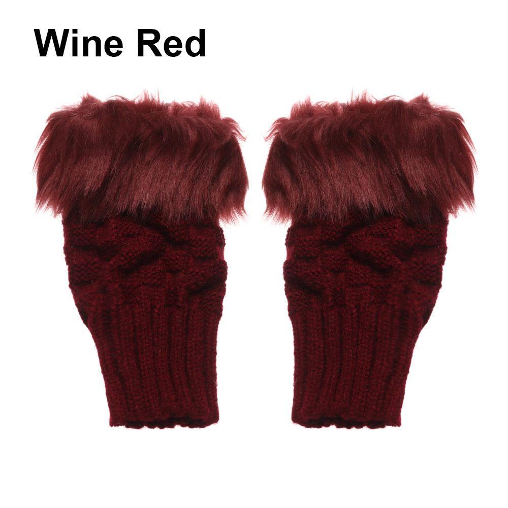 Half Finger Keep Finger Warm Faux Rabbit Hair Gloves Warm Mittens Knitted Gloves Thicken Warm
