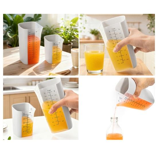 Силиконовая мерная чашка Yousheng с двойной шкалой, для выпечки и готовки, гибкий носик, удобная ручка, безопасна для микроволновой печи и посудомоечной машины, кухонные принадлежности