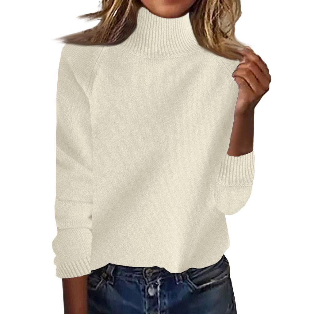 Women's Fashion Thickened High Standing Neck Loose Sweater Plunging Sleeve Bottom Shirt Top