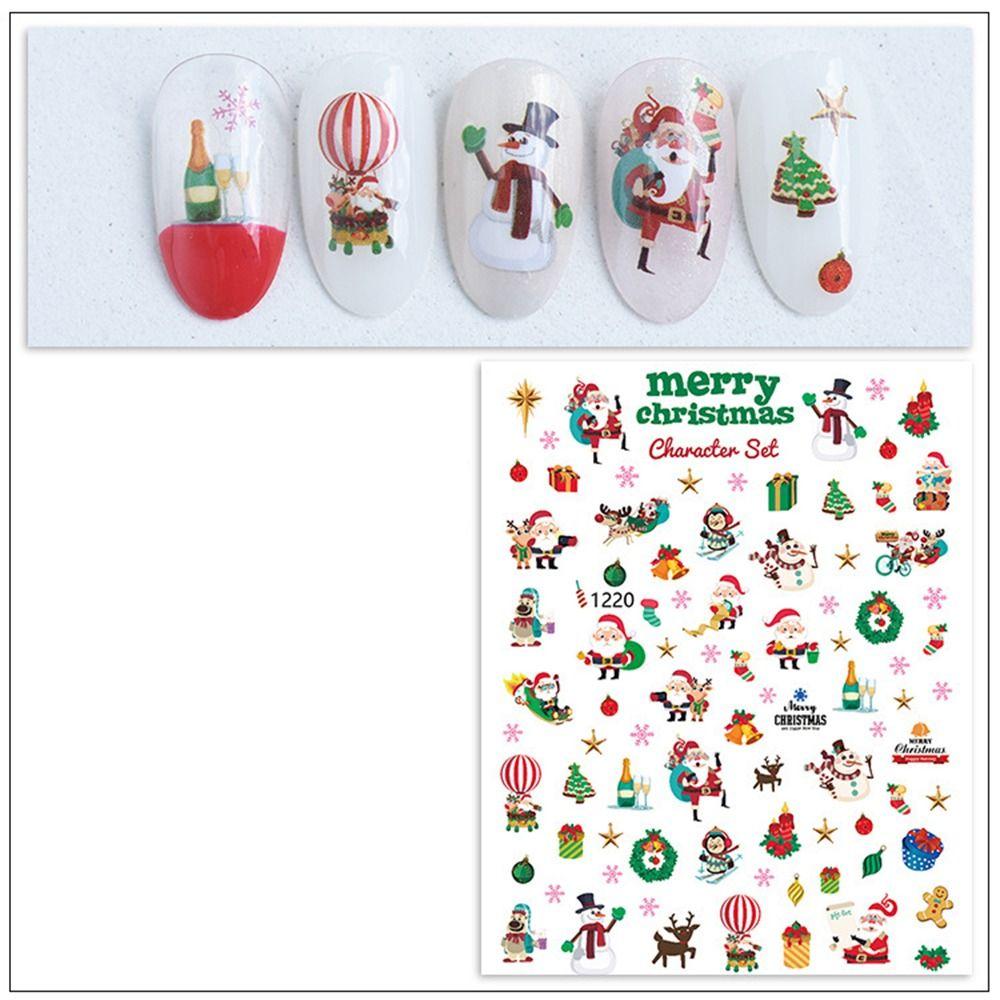 Nail Salon Santa Claus New Year Decals Manicuring Foils Christmas Nail Art Stickers Nail Decoration