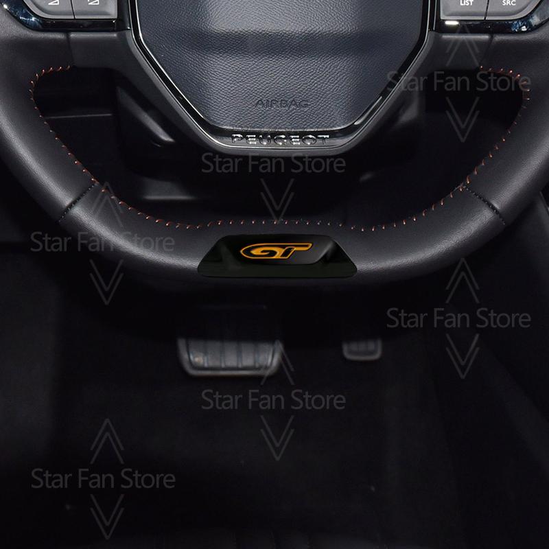 Metal GT Badge For Peugeot GT Line 208 308 PHEV 508 3008 4008 5008 3D Stickers Car Steering Wheel Emblem Decal Accessories