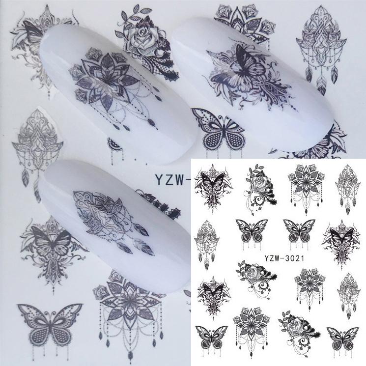 1 лист, цветочная серия, наклейка для дизайна ногтей, переносная вода, полная обертка, татуировка с изображением оленя, лаванды, фламинго, наклейки для ногтей, сделай сам, украшение