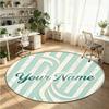 Other Art (185) Theme Round Crystal Velvet Rug Custom Name Text Personalized Floor Mat Home Decor Non Slip Crystal Carpet