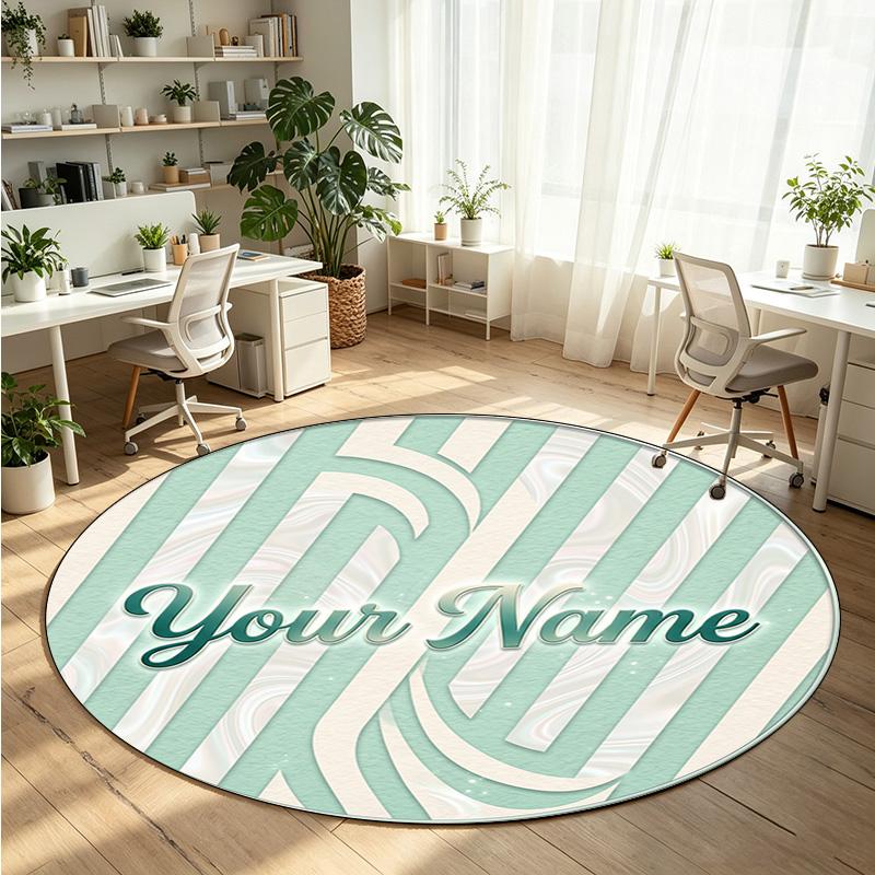 Other Art (185) Theme Round Crystal Velvet Rug Custom Name Text Personalized Floor Mat Home Decor Non Slip Crystal Carpet