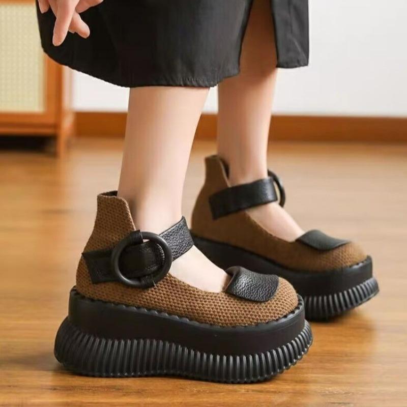 Модные туфлиТолстая подошва Маффин Увеличение круглой головки Мода Все удобные нескользящие дышащие спортивные износостойкие каблуки Женщины