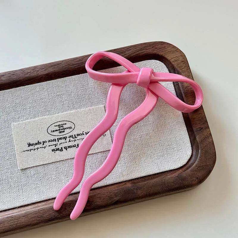 Fashion Acetate Wave Bow Hair Stick Women Girls New Chinese Style Colorful U-Shaped Convenient Hairpin Sweet Hair Accessories