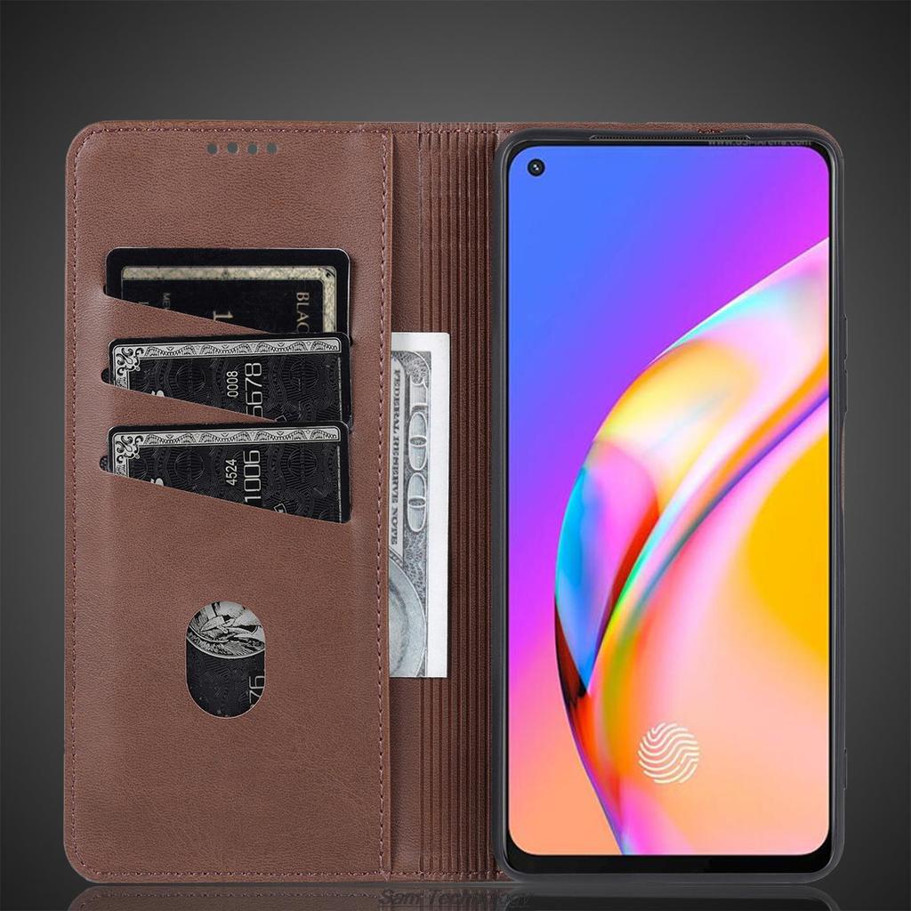 Deluxe Magnetic Adsorption Leather Fitted Case for OPPO Reno 5F / Reno 5 Lite / Reno5 F Flip Cover Protective Case Fundas Coque