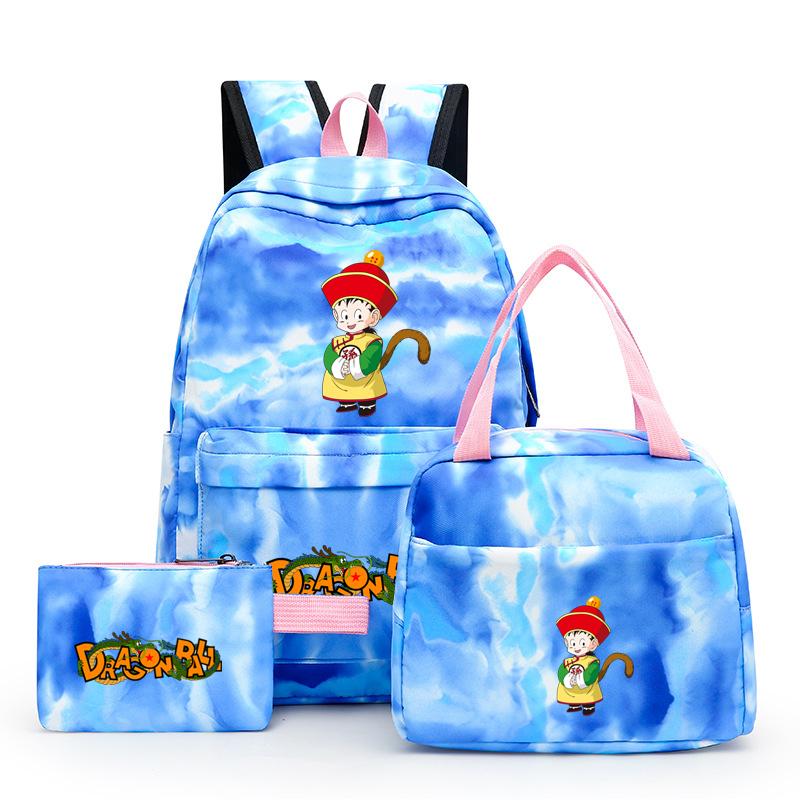 3Pcs/set Dragon Ball Colorful Backpack with Lunch Bag for Women Student Teenagers Rucksack Casual School Bags Sets