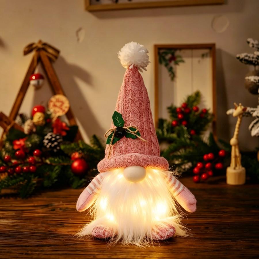 Glowing Knitted Gnome Doll With LED Night Light Christmas Tree Decoration Holiday Home Gift