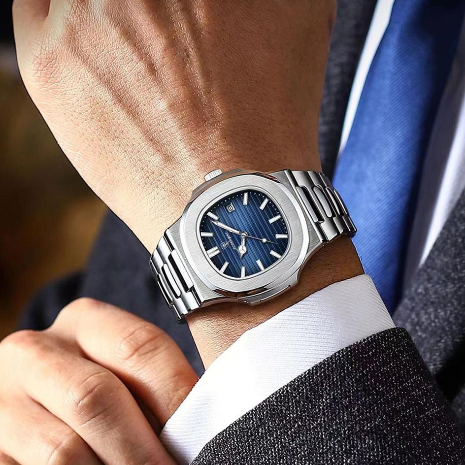 POEDAGAR новые роскошные мужские часы с коробкой, водонепроницаемые ультратонкие мужские кварцевые часы с календарем