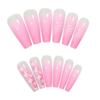 European and American Nail Marble Pink Extra-long Trapezoidal Ballet Nail Fake Nail Nail Patches