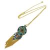 [P1747] - Handmade Turquoise Brown Gold 'Azuni' Long Necklace (handmade)