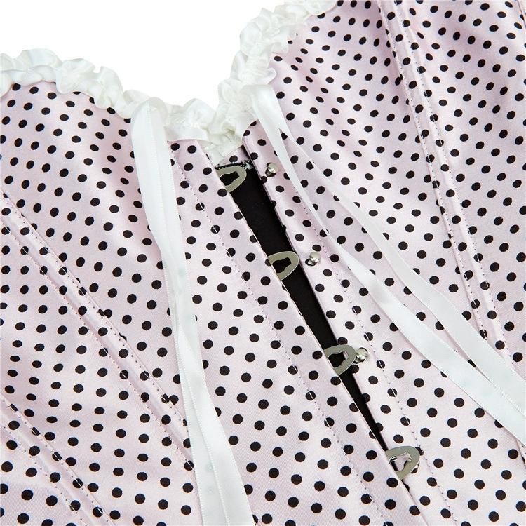 Светло-розовый женский корсет в горошек со складками, длинный европейский и американский корсет