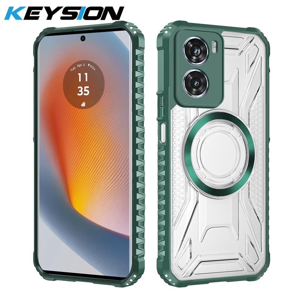 KEYSION Прозрачный магнитный чехол для Motorola MOTO G06 Мягкий силикон+ПК Ударопрочный чехол для телефона MOTO G06 Power