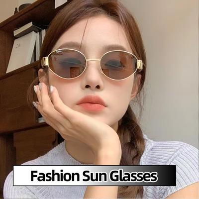 Овальные Солнцезащитные Очки Винтажные Женские Классические Uv400 Солнцезащитные Очки Мужские Уличные Ультрафиолетово-Защитные Очки Стимпанк Кошачий Глаз