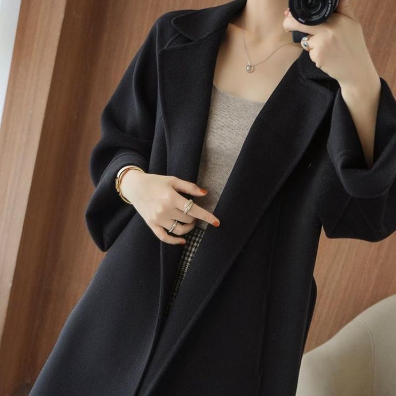Autumn Winter Long Over-the-Knee Loose Plus-Size High-End Woolen Coat for Women