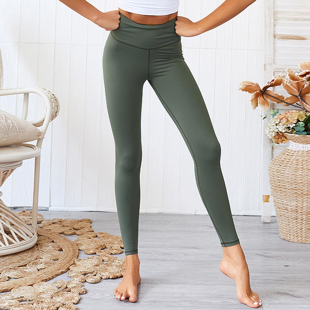 Fashion Womens Solid Sport Leggings Casual Elastic High Waist Fitness Yoga Pants