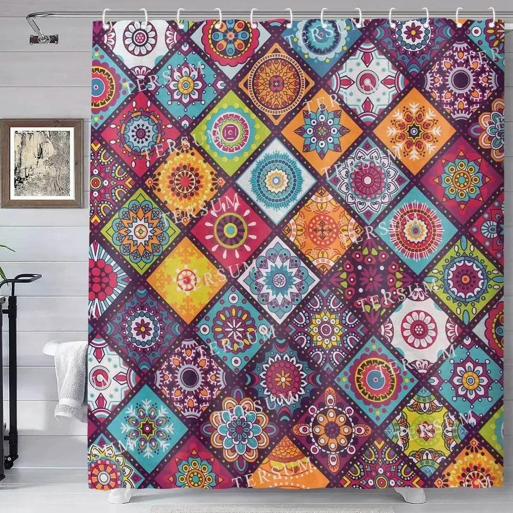 Forest Nature Landscape Shower Curtain Mountain Pine Tree Rustic Foggy Pink Art Waterproof Fabric Bathroom Curtains With Hooks