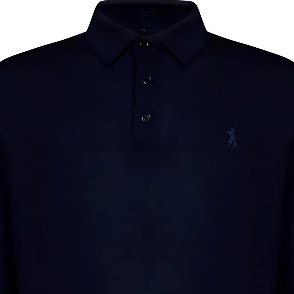 Polo Ralph Lauren Solid Logo Вышитый длинный рукав трикотажная рубашка поло мужские топы синий 710876852-003