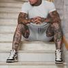 Мужской летний спортивный костюм из двух предметов: Однотонные шорты и футболка с коротким рукавом с возможностью нанесения индивидуального логотипа