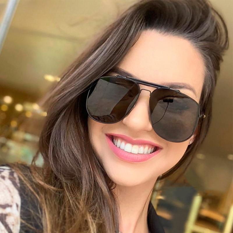 Большие металлические солнцезащитные очки в стиле ретро, женские персиково-красные солнцезащитные очки-пилоты, трендовые дизайнерские очки UV400, новинка 2023 года