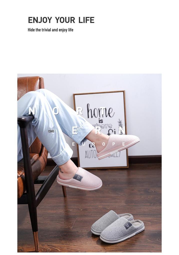 Lidan Ni Women's & Men's Plush Cotton Slippers - Autumn/Winter 2026 Indoor Style