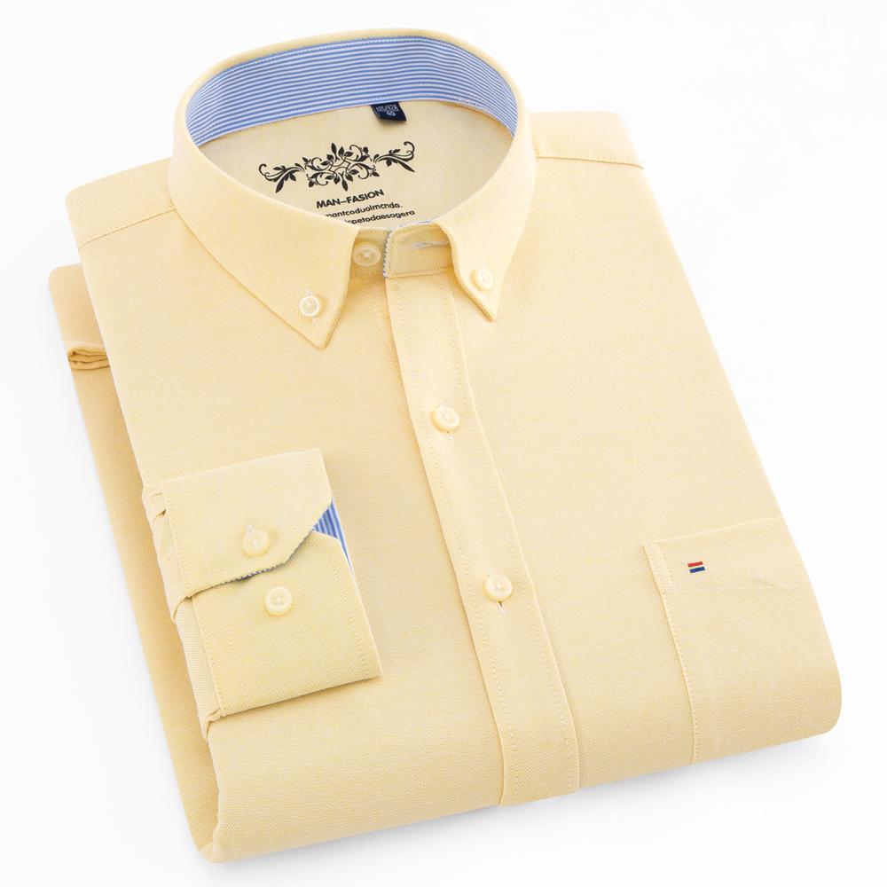 Мужская модная рубашка Oxford с длинным рукавом из хлопковой смеси — дышащая, высшего качества, застегивается на пуговицы — идеально подходит для деловых и официальных мероприятий