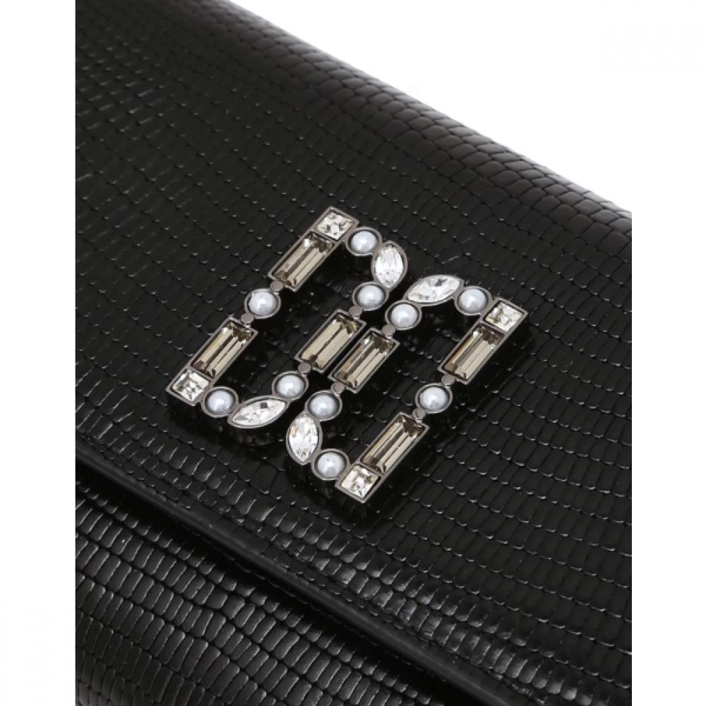 Daks Alexa Black Leather Premium Crystal Decoration Long Wallet Dcwa6f290bk