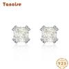 Ювелирные изделия Tansized, серьги с блестящими квадратными бриллиантами и ледяным цветком, 8*8 мм, ювелирные изделия из стерлингового серебра 925 пробы, платина, простые.