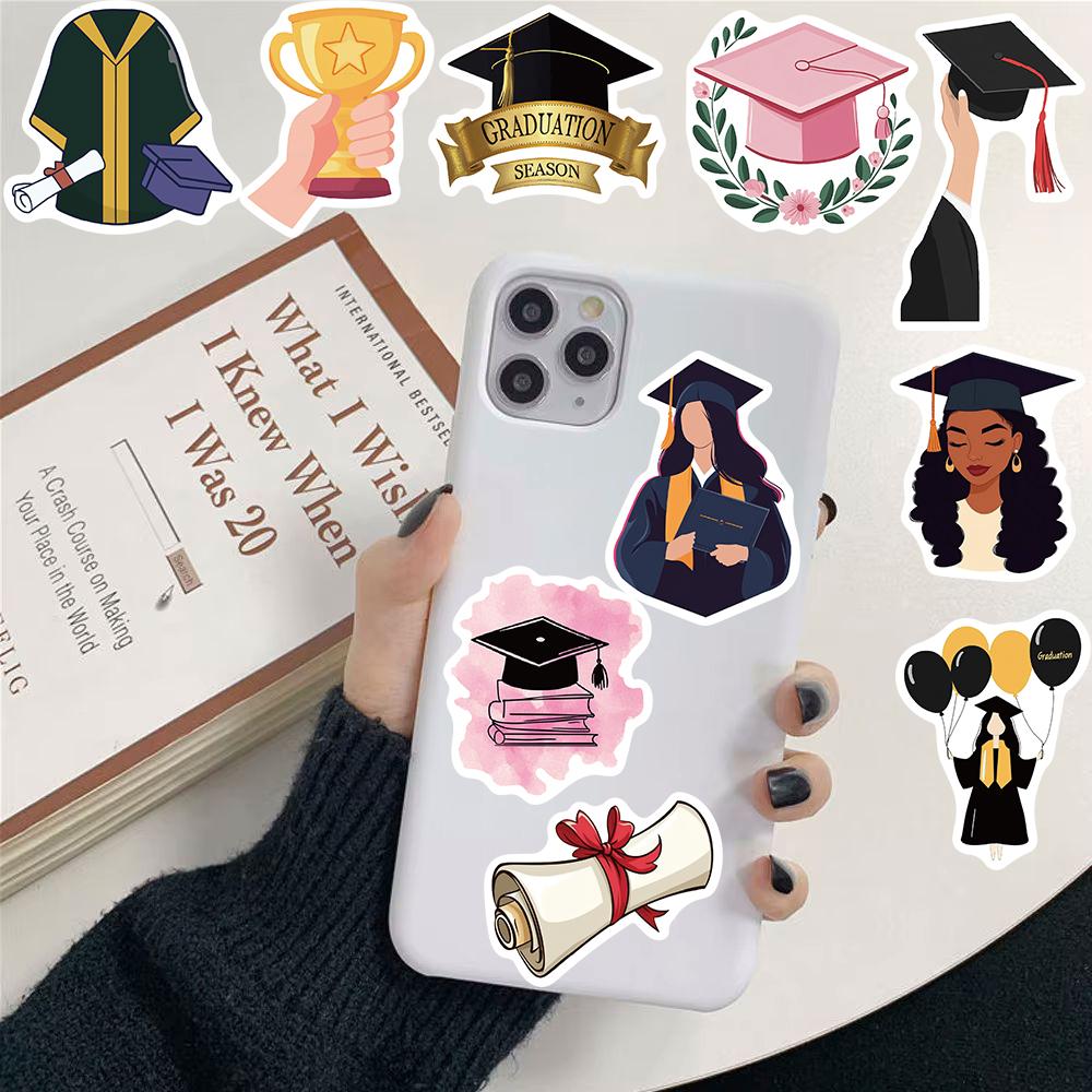 50PCS Graduation Season Sticker Landscape Decompression Phone Coffee Laptop Luggage Waterproof Graffiti Graduation Decals