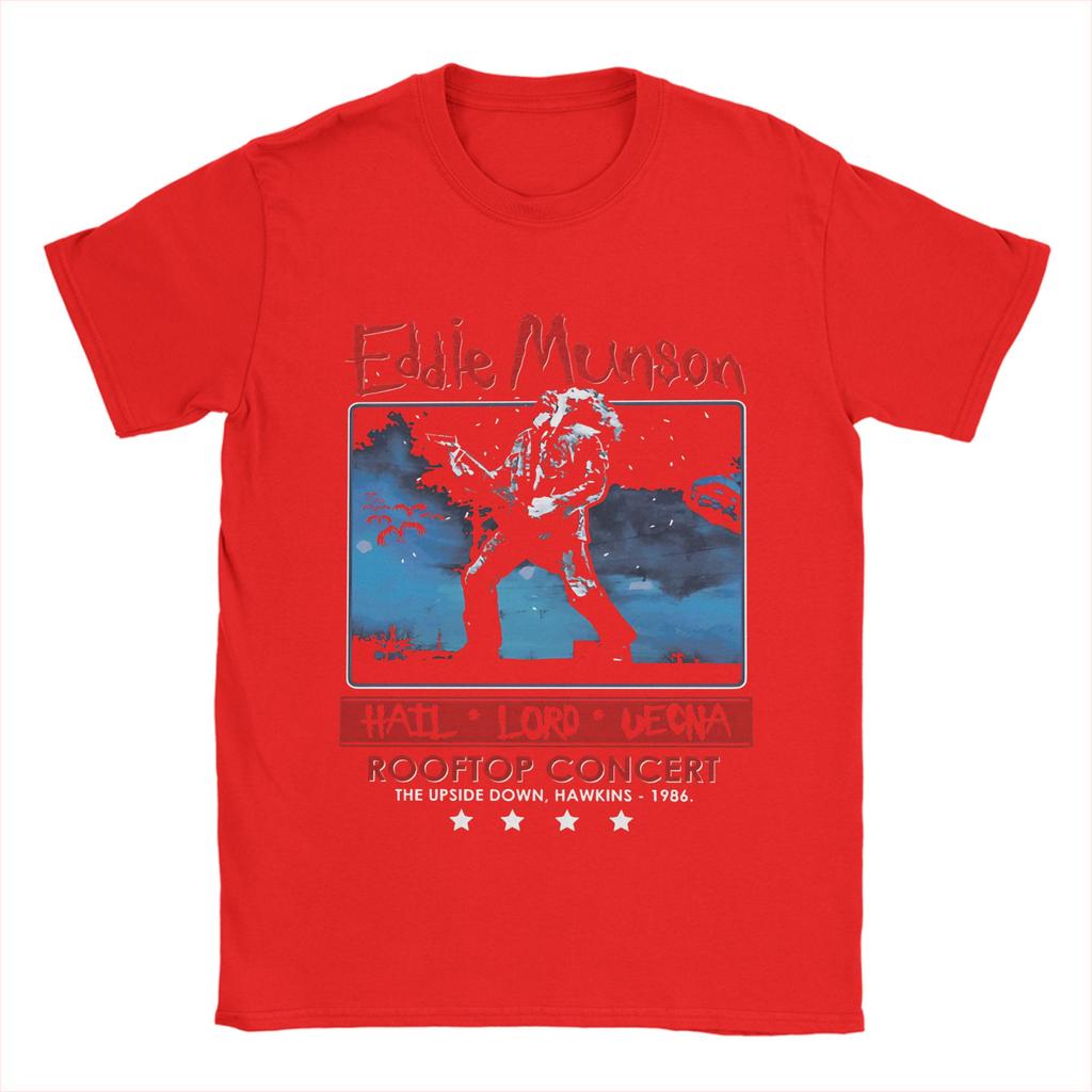 Unisexs TShirts Eddie MunsonS Rooftop Concert Leisure Pure Cotton Tee Short Sleeve Steve T Shirt Round Collar Clothes Gift Idea