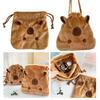 Unique Capybara Plush Cosmetic Pouch Large Capacity Drawstring Storage Bag Festival Gift Bags for Travel and Daily Use