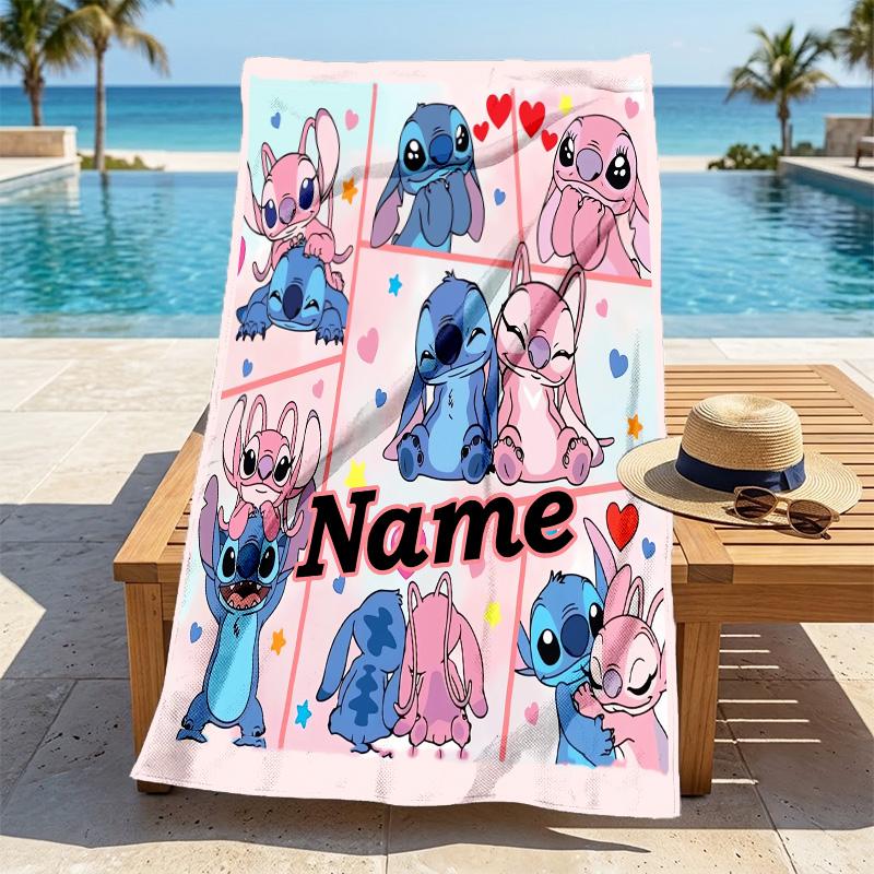 Custom Name Stitch & Scrump Stylish Digital Printing Beach Towel Quick‑Drying Absorbent Blanket for Beach Pool Gym Travel