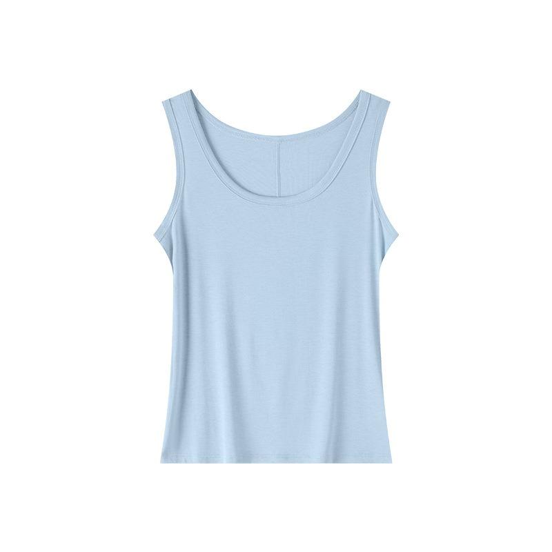 Women Solid Color Slim Fit Thin Camisole Tank Top Summer Outer Wear Inner Top