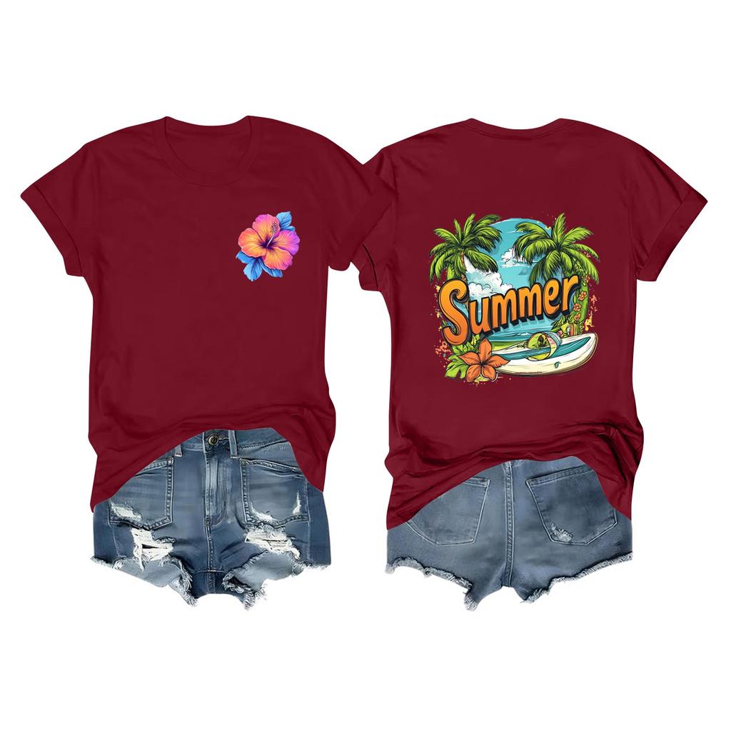 Футболки с короткими рукавами для женщин, модные топы, легкие и мягкие повседневные летние наряды, одежда