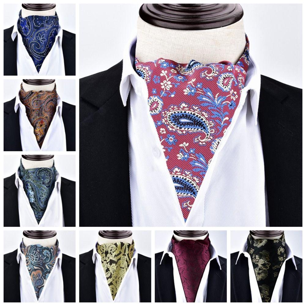 Цветочный узор Галстук-аскот Пейсли Горошек Самовяз Винтажный Кашю Галстук Свадебная Вечеринка