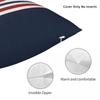 Navy Blue And White Stripes With A Red Anchor Pillow Cases Blue Nautical Anchor Cushion Covers Decor Pillowcase For Home 18"X18"