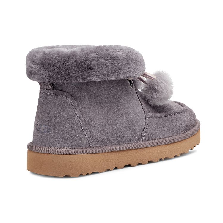 UGG Теплые и прочные женские ботинки Kyrina Bow Pom из овчины, зимние ботинки, цвет фиолетовый и серый 1125390-SHA