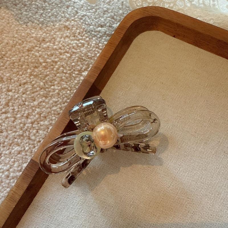 Темпераментный Универсальный Акриловый Бант Зажим для Волос Женский Затылок Высокое Чувство Кристалл Средний Полузакол заколка