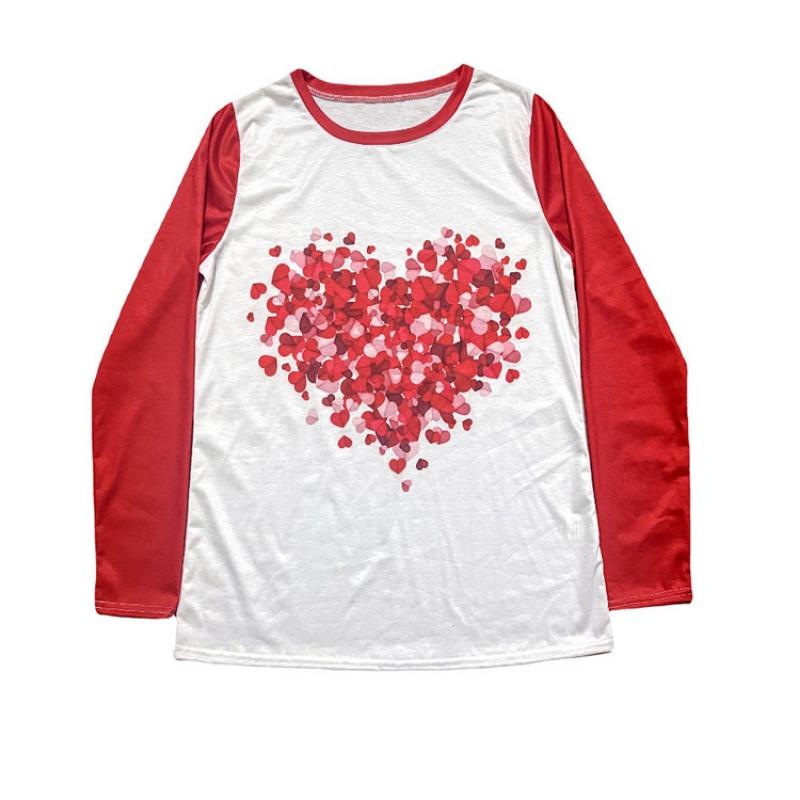 Весна-лето Женская футболка с круглым вырезом и длинными рукавами с принтом «Любовь», повседневный топ с 3D-принтом