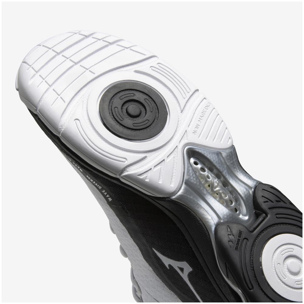 Mizuno Wave Diverse DE 2 Фитнес Размер 2E Обувь, Для помещений, Студия, Спортзал, Тренировка, Белый/Черный/Светло-серый, 24,5 см,