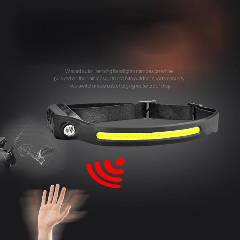 Сенсорный налобный фонарь COB LED Многофункциональный для активного отдыха и езды Зарядка USB Фонарик Факел Налобный фонарь