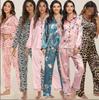European and American Style Women's Spring Autumn Loungewear Comfortable Satin Pajamas Set Casual 2 Piece Printed Homewear