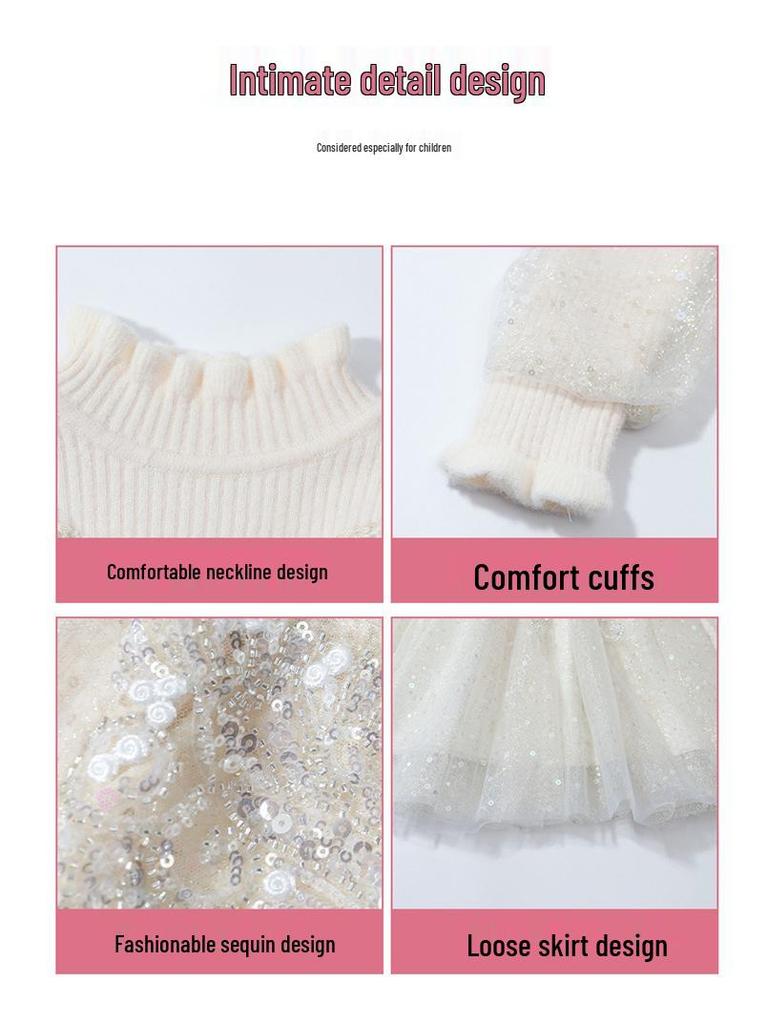 Girls' Stylish Knit Wool Dress for Spring & Autumn 2025